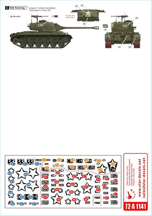 Star Decals 72-A1141 Korean War 1950-53 # 2. USMC Tanks. Pershing. 1/72 – Bild 2