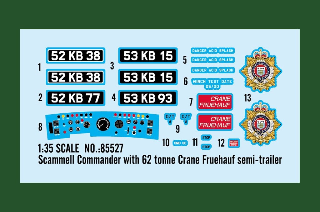 Hobby Boss 85527 Scammell Commander with 62 tonne Crane Fruehauf semi-trailer 1/35 – immagine 3