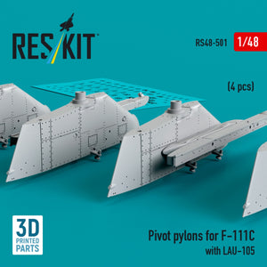 RESKIT RS48-0501 Pivot pylons for F-111C with LAU-105 (4 pcs) (3D Printed) 1/48 – Bild 2
