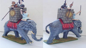 Hat 9023 Carthaginian War Elephant with 3 Man Crew 1/32