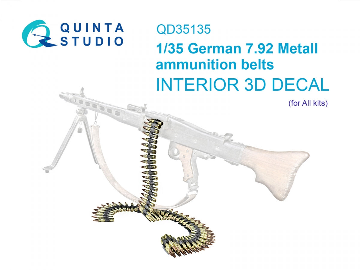 Quinta Studio QD35135 Bandes de munitions métalliques allemandes de calibre 7,92 (Tous les kits) Seconde Guerre mondiale, échelle 1/35