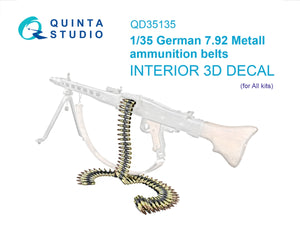 Quinta Studio QD35135 Bandes de munitions métalliques allemandes de calibre 7,92 (Tous les kits) Seconde Guerre mondiale, échelle 1/35
