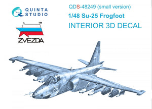 Quinta Studio QDS-48249 Su-25 3D-Printed &amp;amp; colored Interior on decal paper (Zvezda) 1/48