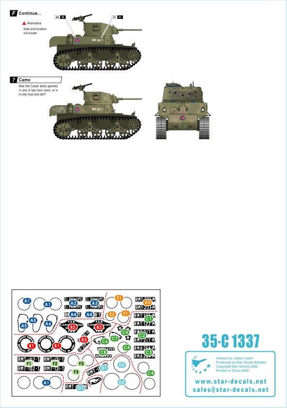 Star Decals 35-C1337 Tanks &amp;amp; AFVs in Cuba # 1. M4A3E8 Sherman, A34 Comet, Staghound, Greyhound, M3A1 Scout Car, M3A1 Stuart.1/35 – Bild 3