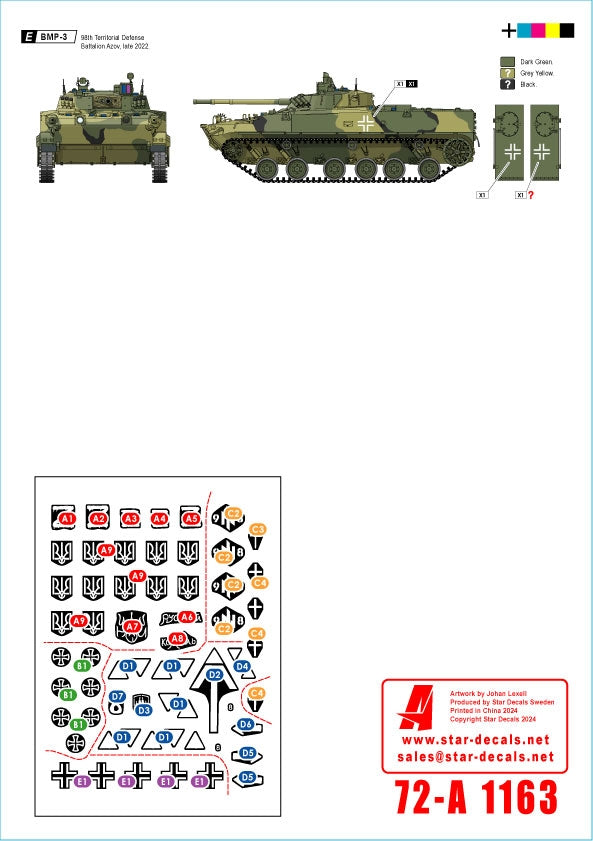 Star Decals 72-A1163 War in Ukraine 20 Ukrainian BMP-1 and BMP-3 in 2022-24 1/72 – Bild 2