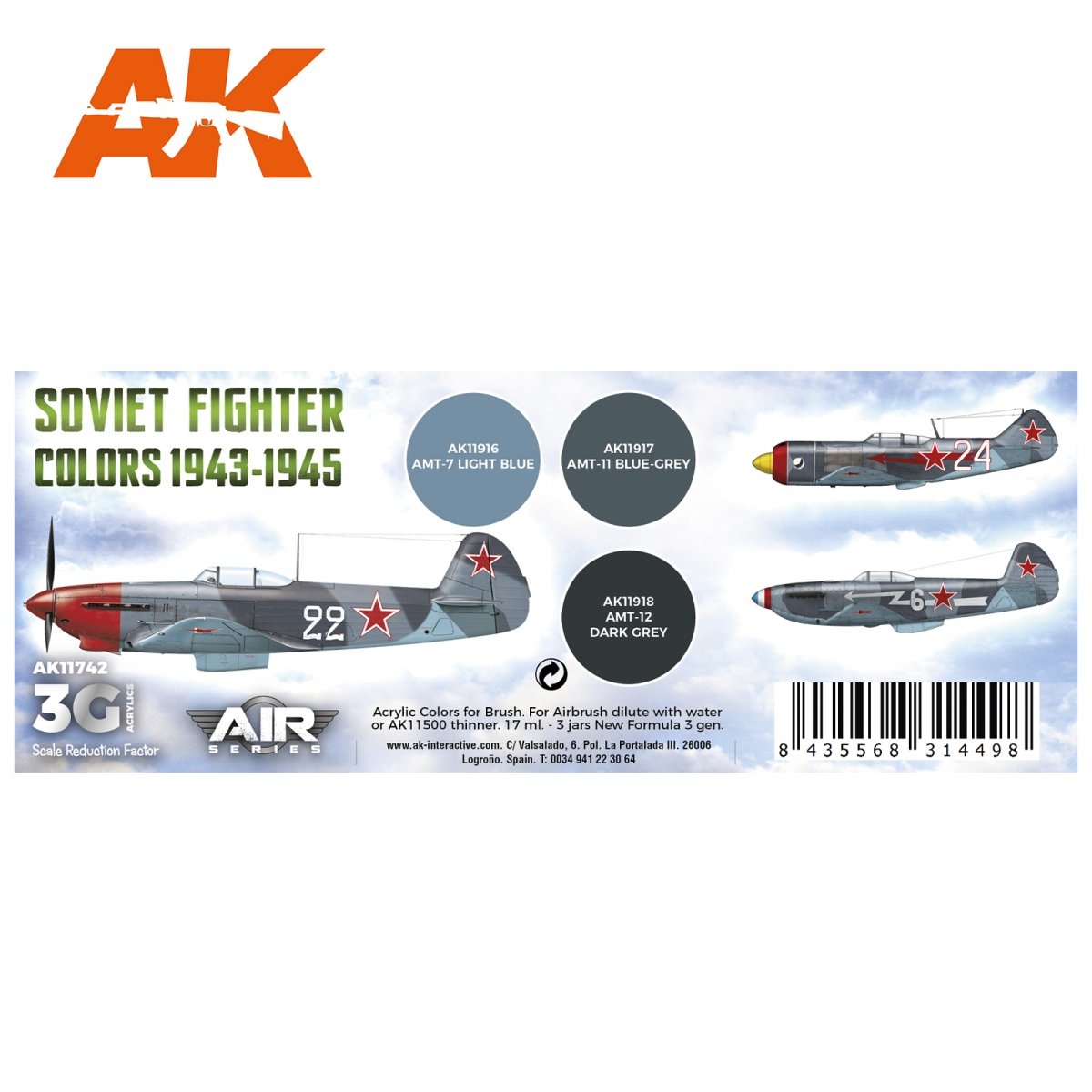 AK Interactive AK11742 Couleurs des chasseurs soviétiques 1943-1945 3 x 17 ml – image 2