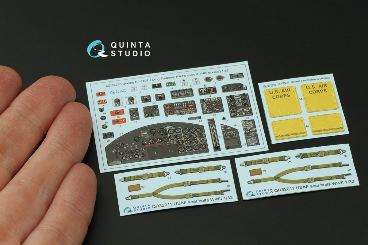 Quinta Studio QD32233 Boeing B-17E/F Pilot&amp;#39;s cockpit. 3D-Printed coloured Interior on decal paper (HK models) 1/32 – immagine 3