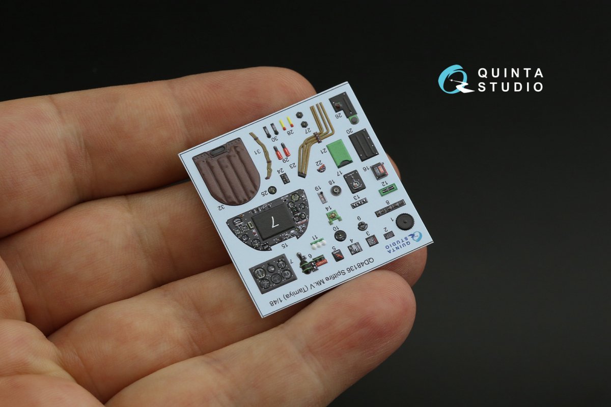 Quinta Studio QD48136 Spitfire Mk.V 3D-Printed &amp;amp; coloured Interior on decal paper (Tamiya) 1/48 – immagine 5