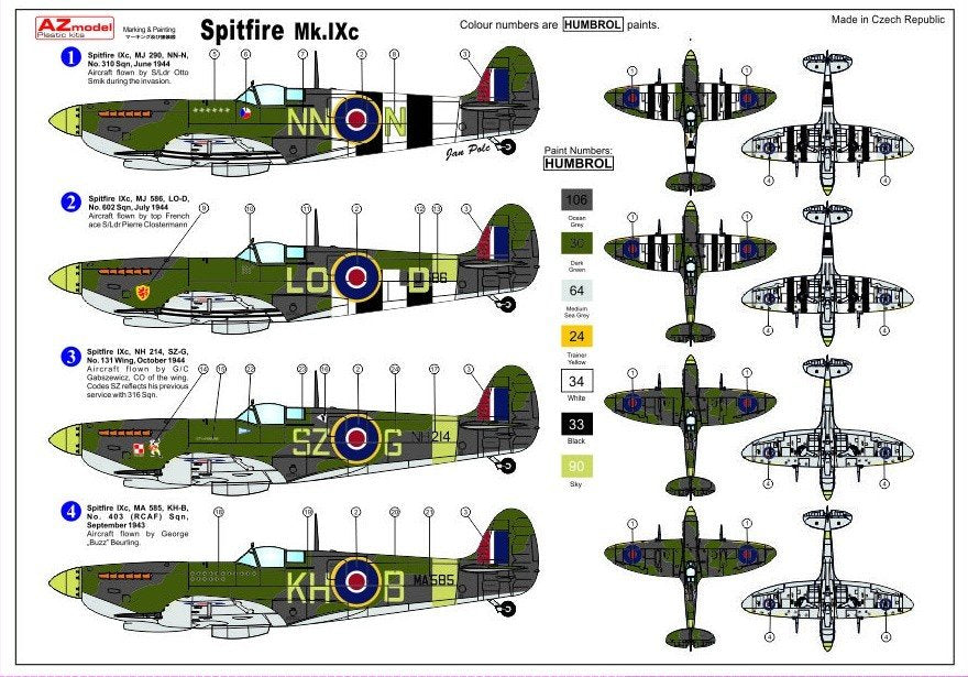 AZ Model AZ7391 Supermarine Spitfire Mk.IXc &amp;quot;Aces&amp;quot; (1/72) – image 4