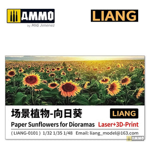 Liang 0101 Paper Sunflowers for Dioramas (laser+ 3D print parts)