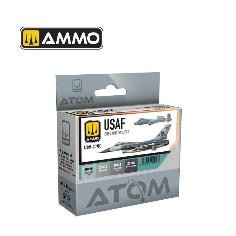 AMMO by Mig Jimenez 20900 ATOM USAF Grey Modern Jets Colors Set 4x20ml