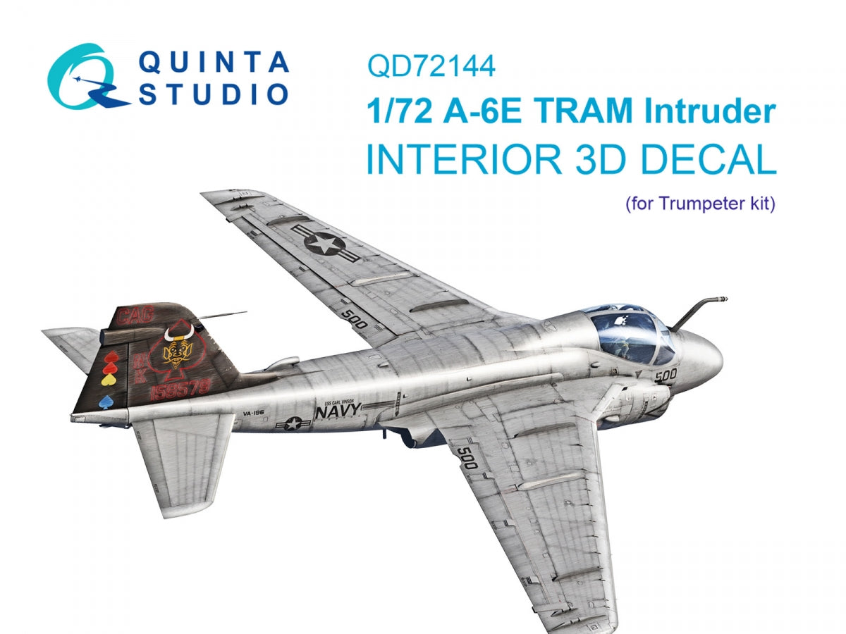 Quinta Studio QD72144 A-6E TRAM Intruder 3D-Printed &amp;amp; coloured Interior on decal paper (Trumpeter) 1/72