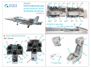 Quinta Studio QD48346 FA-18D early 3D-Printed &amp;amp; coloured Interior on decal paper (Hasegawa) 1/48 – immagine 2