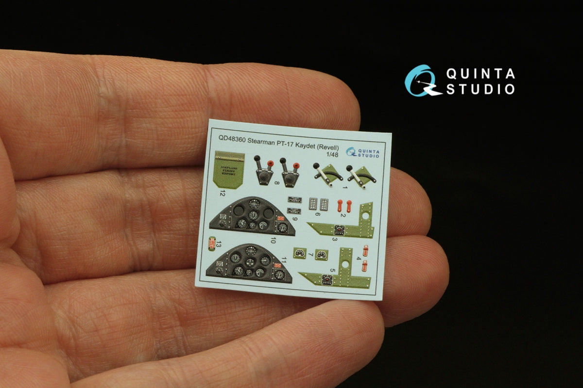 Quinta Studio QD48360 Stearman Pt-17 Kaydet 3D-Printed &amp;amp; coloured Interior on decal paper (Revell) 1/48 – imagen 3