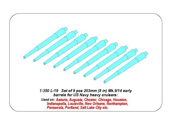 Aber 350L-19 Set of 9 pcs 203 mm barrels for New Orleans type 1/350 – Bild 4