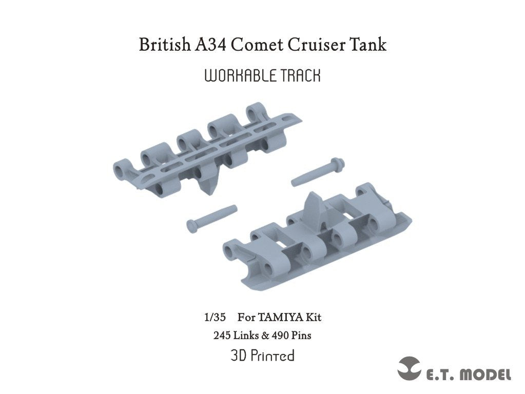 ET Model P35-068 British A34 Comet Cruiser Tank Workable Track For TAMIYA Kit ( 3D Printed ) 1/35