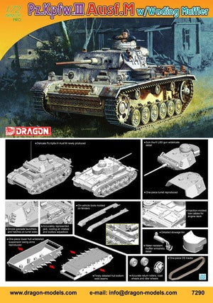 Dragon 7290 Pz.Kpfw.III Ausf.M avec silencieux de wading (1/72)