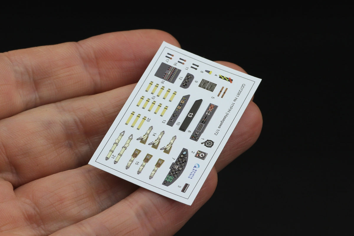 Quinta Studio QD72081 He 111 P/H 3D-Printed &amp;amp; coloured Interior on decal paper (Hasegawa) 1/72 – immagine 3