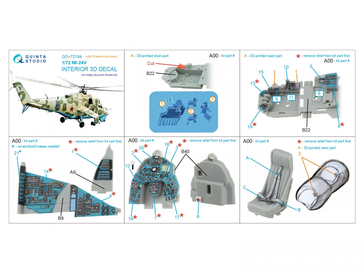 Intérieur imprimé en 3D et coloré sur papier décalcomanie Quinta Studio QD+72184 Mi-24V (Hobby Boss/ARK Models) (avec pièces en résine imprimées en 3D) 1/72 – image 12