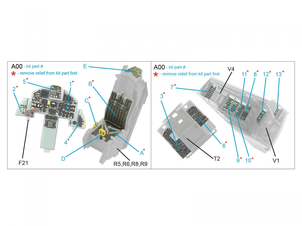 Intérieur imprimé en 3D et coloré sur papier décalcomanie Quinta Studio QD72079 F-15C Early/F-15A/F-15J early (GWH) 1/72 – image 2