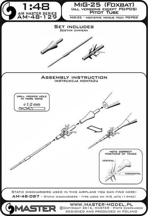 Master AM-48-129 MiG-25 (Foxbat) (all versions except PD/PDS) - Pitot Tube 1/48 – image 4