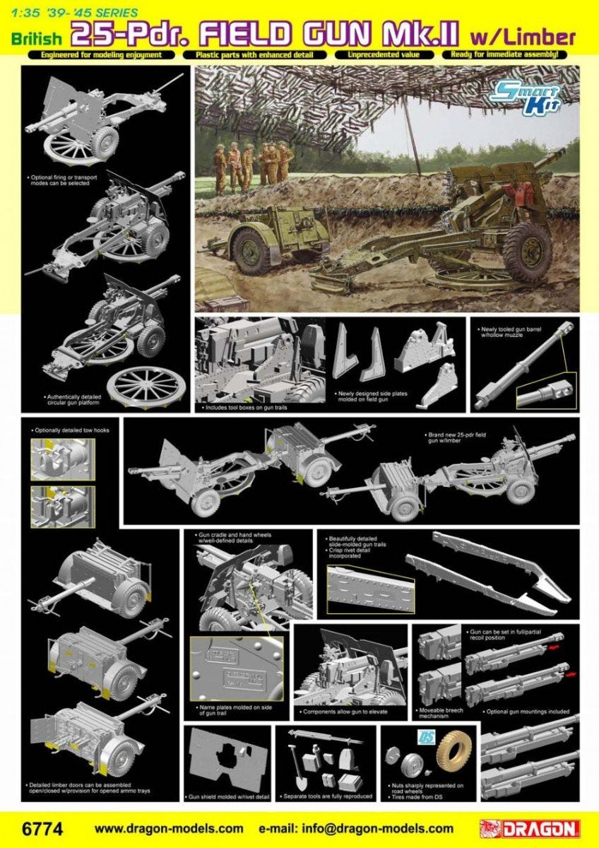Dragon 6774 British 25pdr Field Gun Mk.II with Limber 1/35 – Bild 3