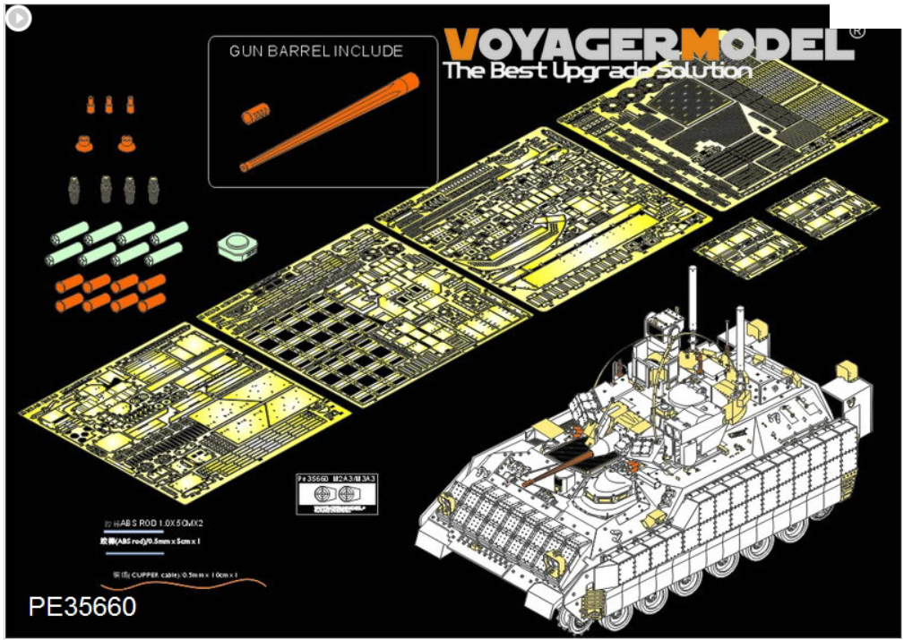Voyager Model PE35660 Modern US Army M2A3 BRADLEY w/BUSK III IFV Basic (Gun barrel ,smoke discharger include) (For MENG SS-004) 1/35 – imagen 2