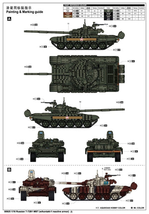 Trumpeter 00925 Russian T-72B1 MBT w/kontakt-1 reactive armor 1/16 – imagen 3