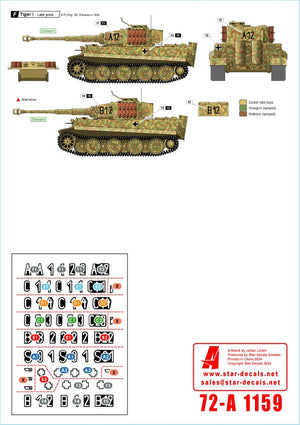 Star Decals 72-A1159 Grossdeutschland Tigers. 1943-44. Tiger I, production début, milieu et fin, échelle 1/72 – image 2