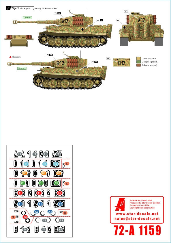 Star Decals 72-A1159 Grossdeutschland Tigers. 1943-44. Tiger I, production début, milieu et fin, échelle 1/72 – image 2