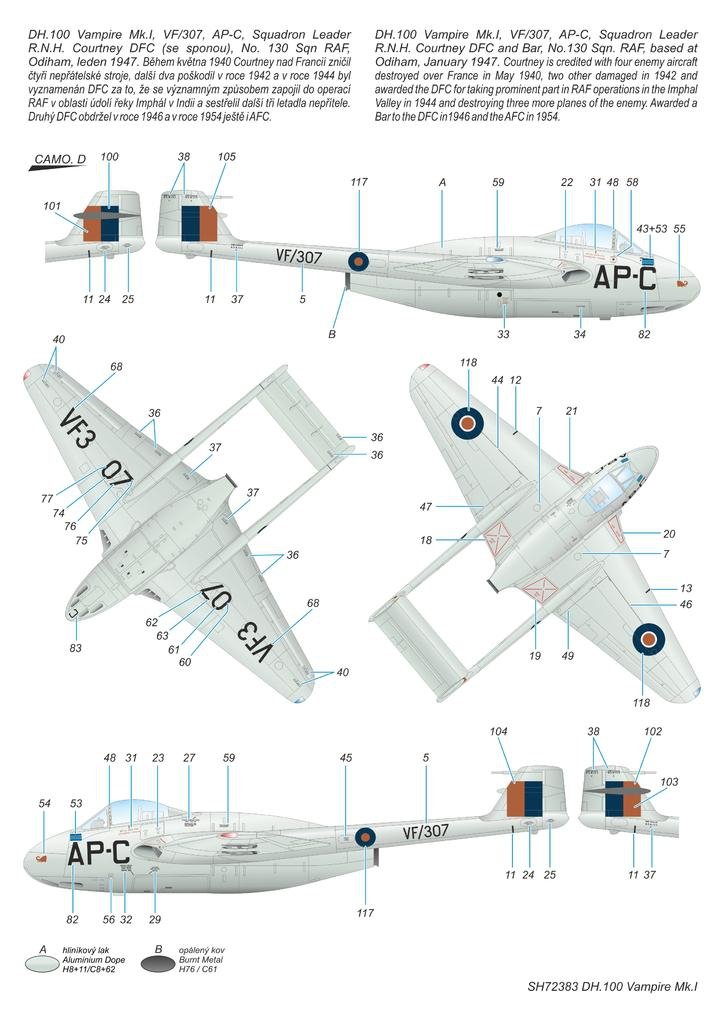 Special Hobby 72383 DH.100 Vampire Mk. I &amp;#39;RAF, RAAF and Armée de l&amp;#39;Air&amp;#39; 1/72 – immagine 7