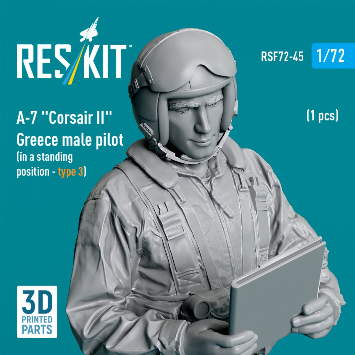 RESKIT RSF72-0045 A-7 "Corsair II" Greece male pilot (in a standing position - type 3) (1 pcs) (3D Printed) 1/72