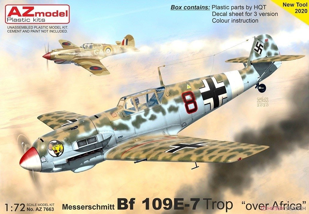 Maquette AZ7663 Messerschmitt Bf 109E-7 Tropique au-dessus de l'Afrique 1/72
