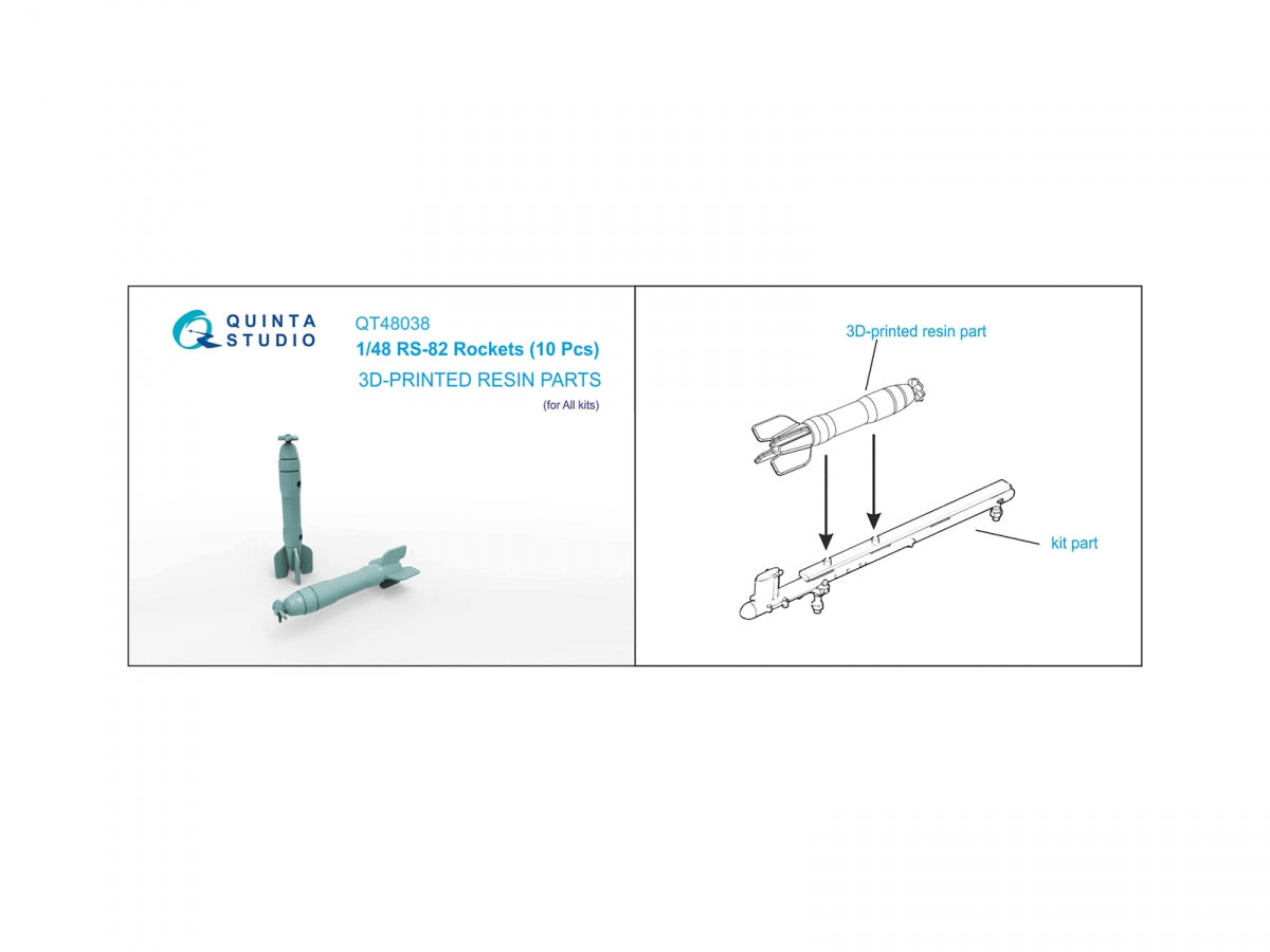 Quinta Studio QT48038 RS-82 Rockets (10 Pcs) (all kits) 1/48 – imagen 3