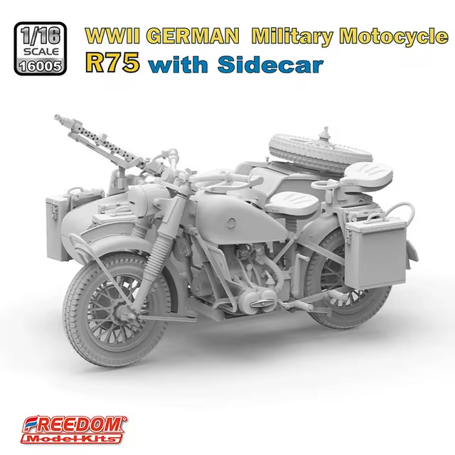Freedom 16005SP R75 with Sidecar WWII German Motorcycle + Rider Figure 1/16 – Bild 3