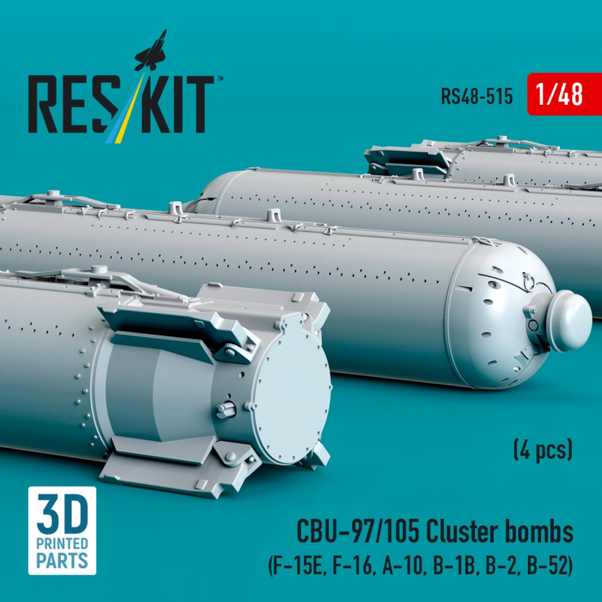 RESKIT RS48-0515 CBU-97/105 cluster bombs (4 pcs) (3D Printed) 1/48 – immagine 3