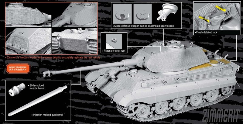 Dragon 6848 Sd.Kfz.182 Kingtiger Porsche Turret w/Zimmerit 1/35 – immagine 4