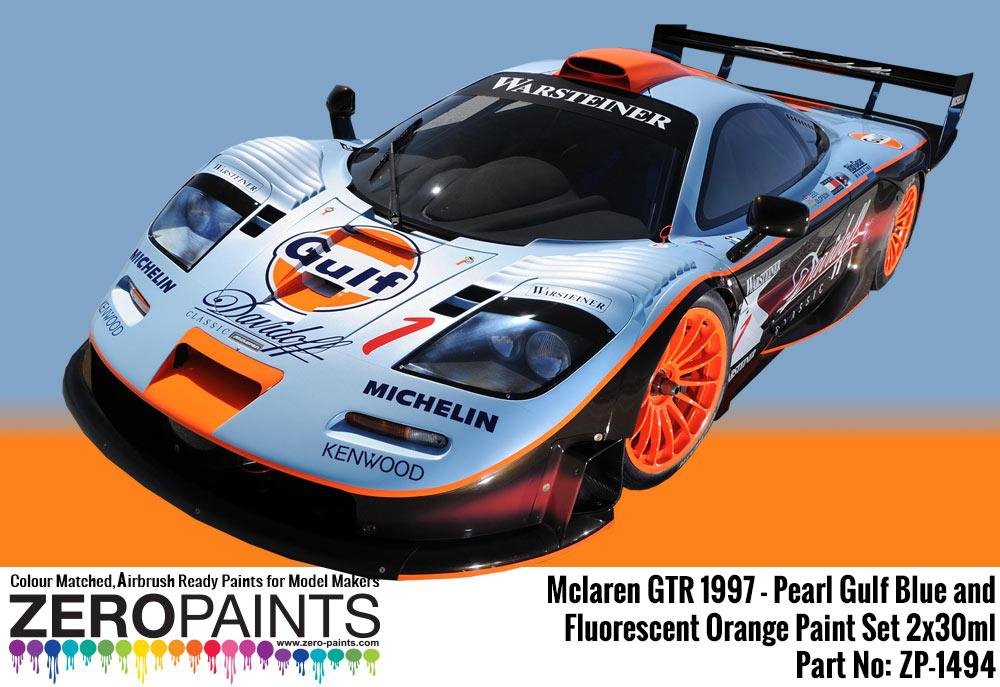 Zero Paints ZP-1494 Mclaren F1 GTR 1997 - Pearl Gulf Blue and Fluorescent Orange Paint Set 2x30ml – Bild 2