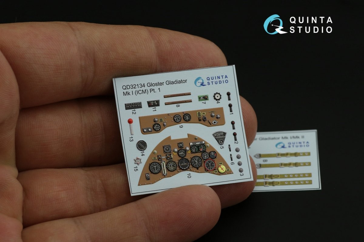 Intérieur imprimé en 3D et coloré sur papier décalcomanie (ICM) Quinta Studio QD32134 Gloster Gladiator Mk I 1/32 – image 2