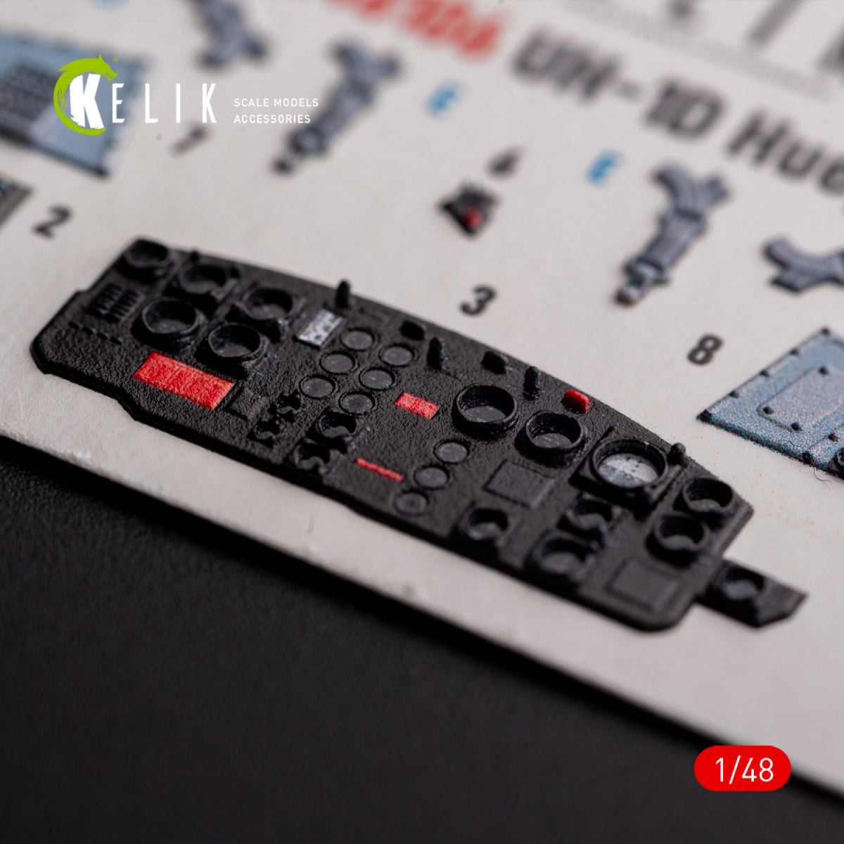 KELIK K48106 UH-1D « Huey » - décalcomanies 3D intérieures pour maquette Zimi Model/KittyHawk au 1/48 – image 5