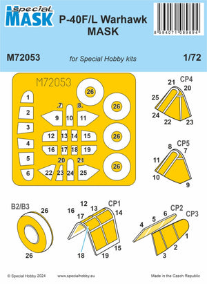 Masque Warhawk P-40F/L Special Hobby M72053 (pour maquettes Special Hobby) 1/72