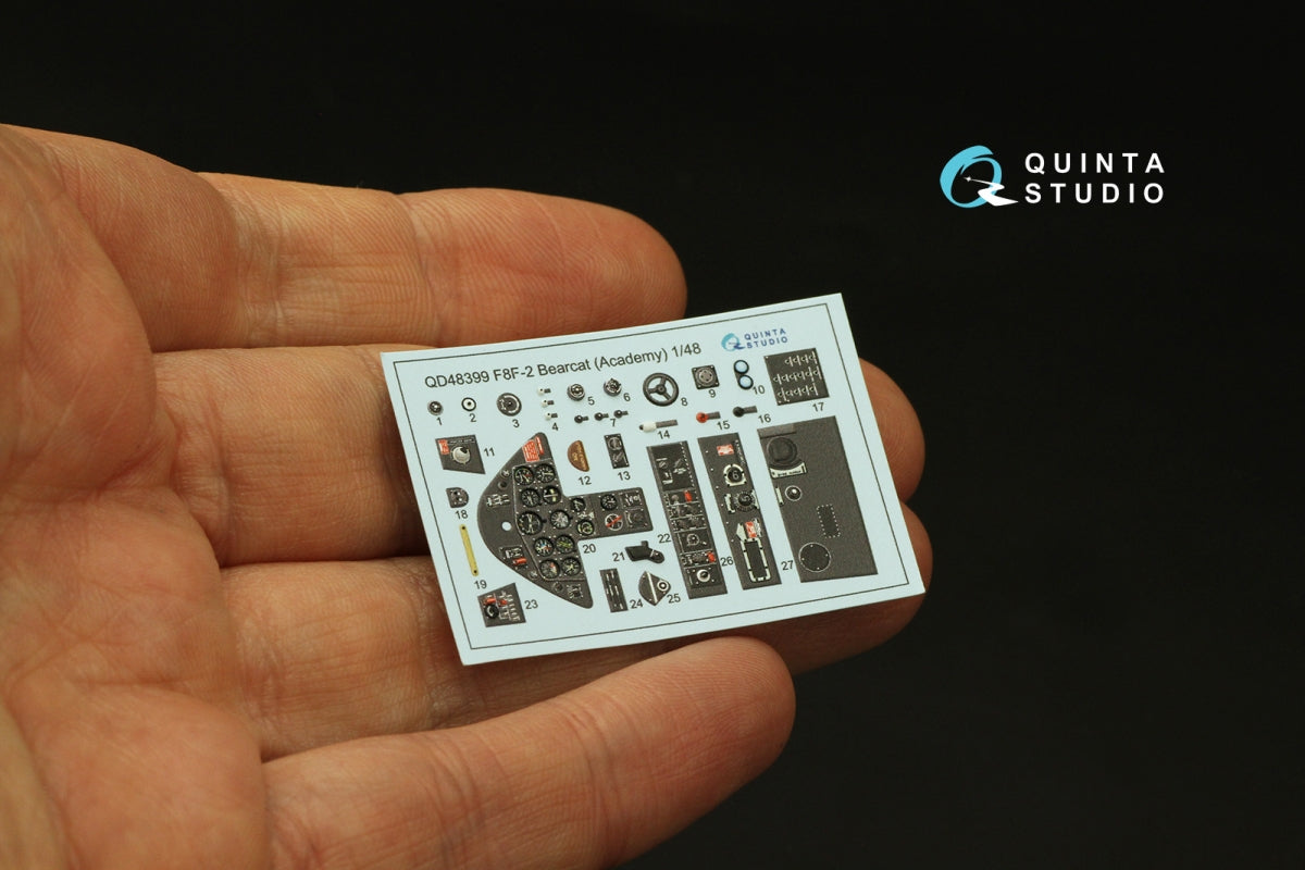 Quinta Studio QD48399 F8F-2 Bearcat 3D-Printed &amp;amp; coloured Interior on decal paper (Academy) 1/48 – immagine 3