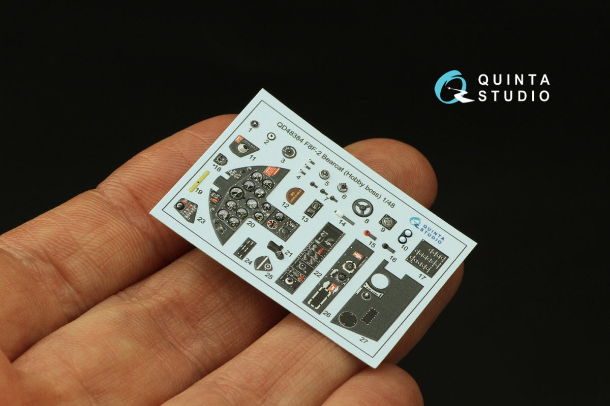 Quinta Studio QD48384 F8F-2 Bearcat 3D-Printed &amp;amp; coloured Interior on decal paper (Hobby Boss) 1/48 – Bild 5