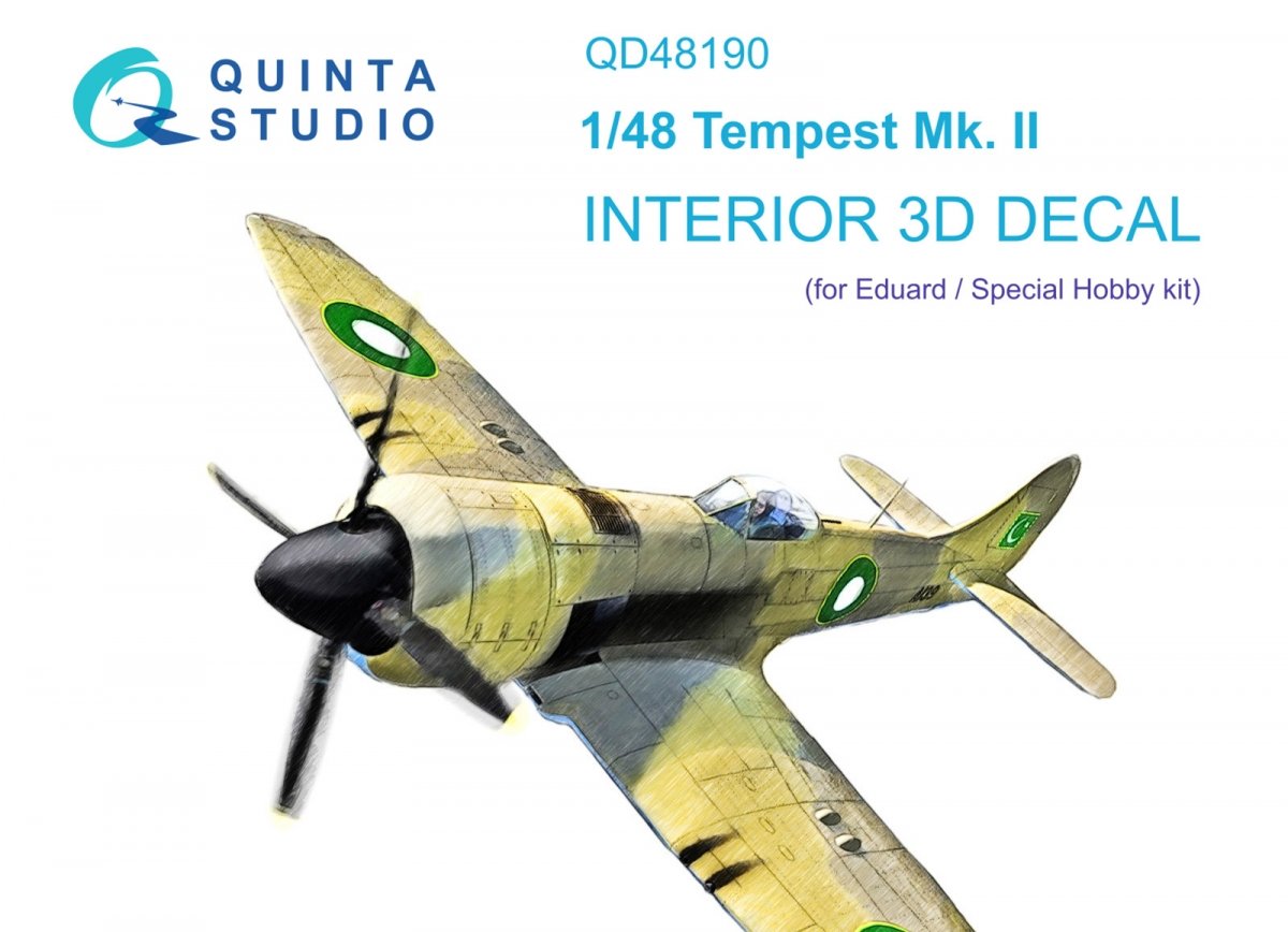 Quinta Studio QD48190 Tempest Mk.II 3D-Printed &amp; colored Interior on decal paper (Eduard) 1/48