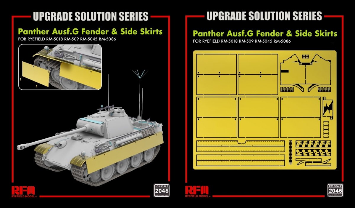 Rye Field Model 2045 Panther Ausf.G Fender &amp;amp; Side Skirt - Upgrade Solution 1/35