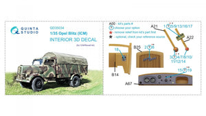 Quinta Studio QD35034 Opel Blitz 3D-Printed &amp;amp; coloured Interior on decal paper (ICM) 1/35 – Bild 5