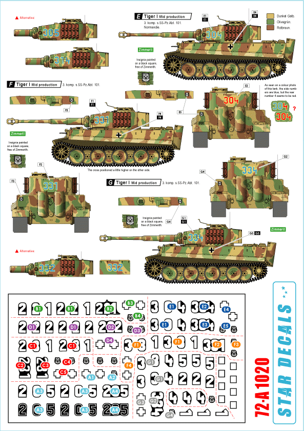 Star Decals 72-A1020 Western Front Tigers # 2 1/72 – immagine 2