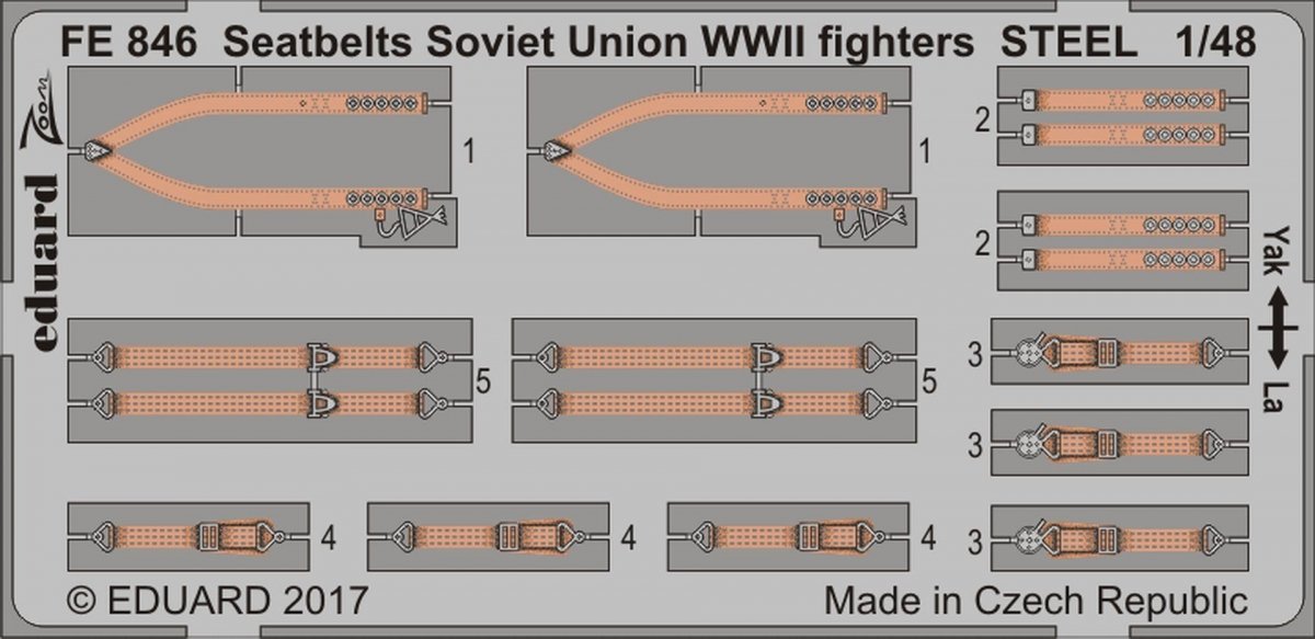 Ceintures de sécurité Eduard FE846 pour avions de chasse soviétiques de la Seconde Guerre mondiale, acier, échelle 1/48 