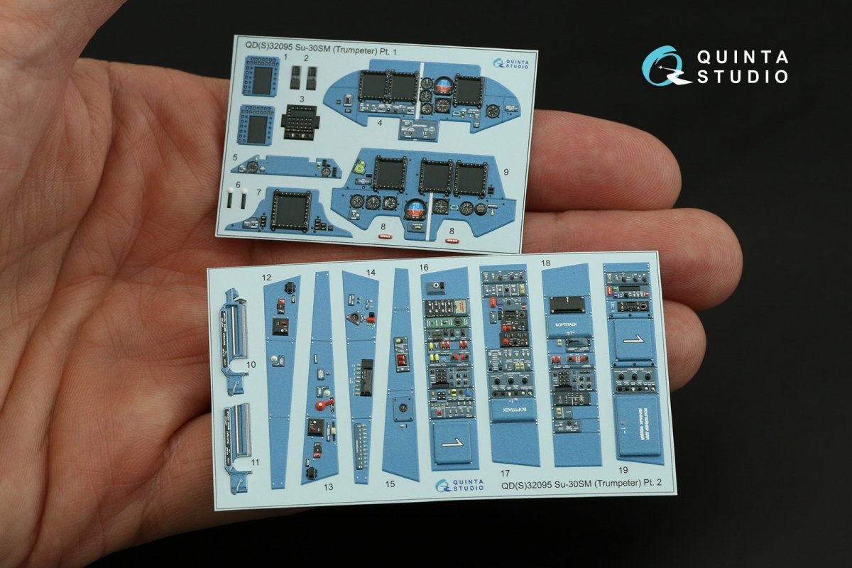 Quinta Studio QDS-32095 Su-30SM 3D-Printed &amp;amp; coloured Interior on decal paper (conversion for Trumpeter Su-30MKK) (Small version) 1/32 – immagine 8