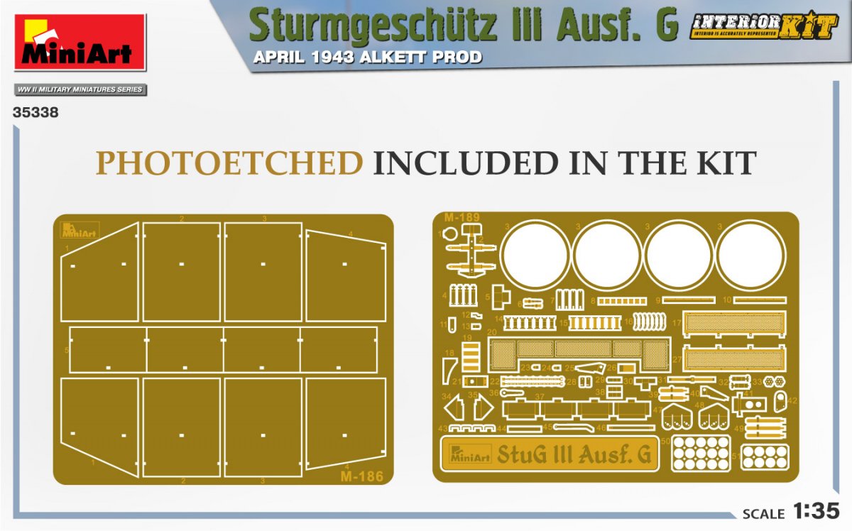 Mini Art 35338 Sturmgeschutz III Ausf. G APRIL 1943 ALKETT PROD. INTERIOR KIT 1/35 – imagen 5